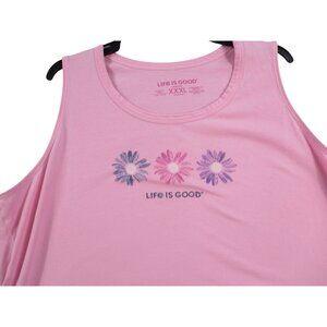 Life Is Good Womens Pink Crusher Tank Top With Floral Graphic XXXL